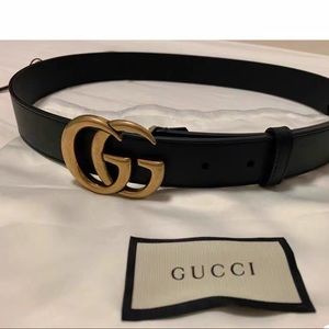 Genuine Idle Gucci Gucci Belt Double G Men's and Women's Belt Genuine Leather